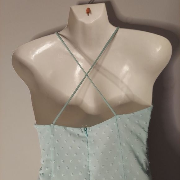 Spaghetti Strap Tie-Front Dotted A-Line Dress - Picture 7 of 10